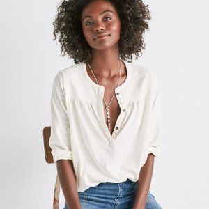 Lucky Brand Embroidered Henley Top
